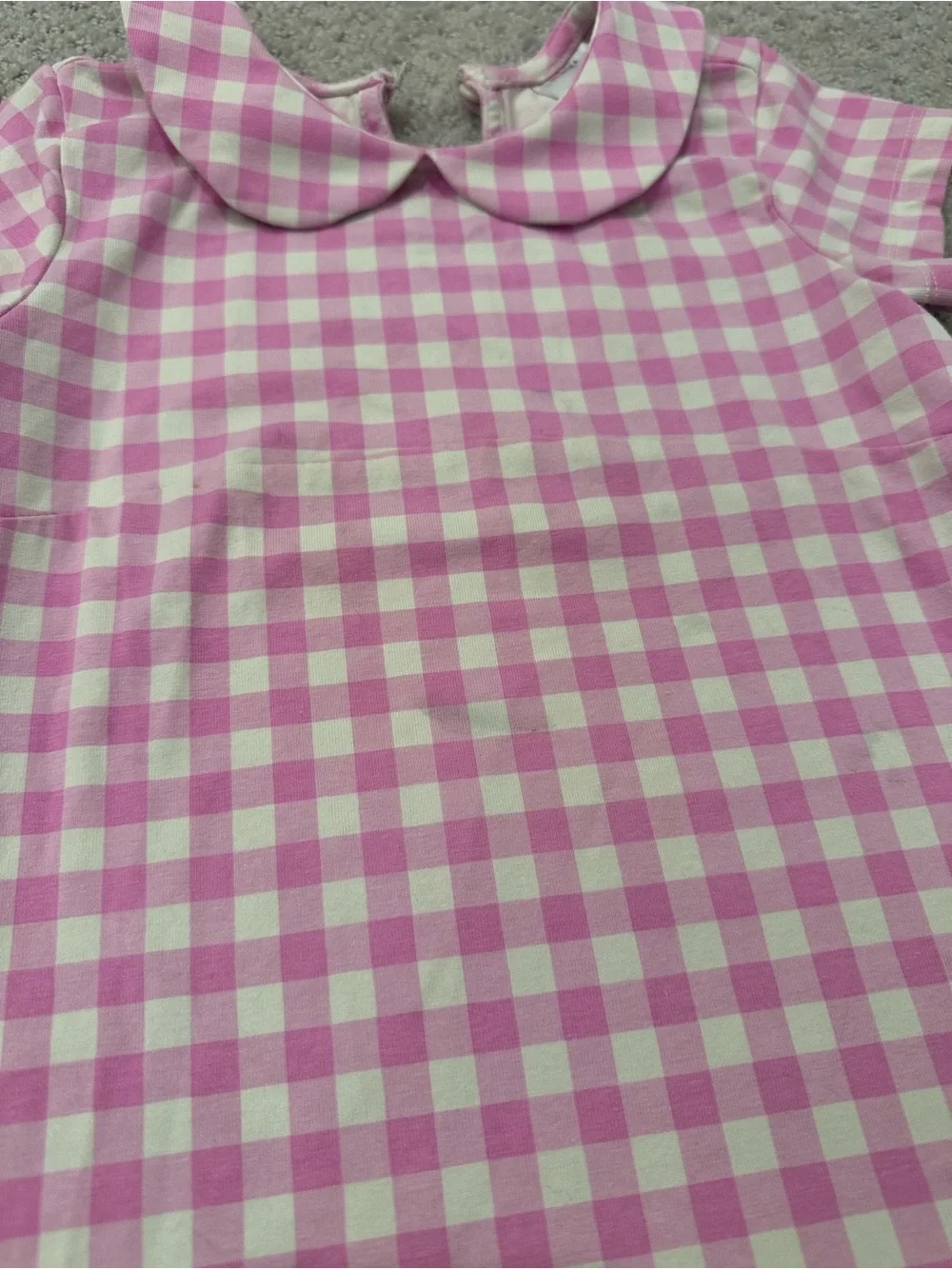 Hanna Andersson Pink Gingham Peter Pan Collar Dress Girls Size 4 100cm